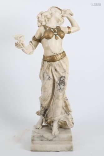 Large 19th C Alabaster Dance of the Seven Veils Statue