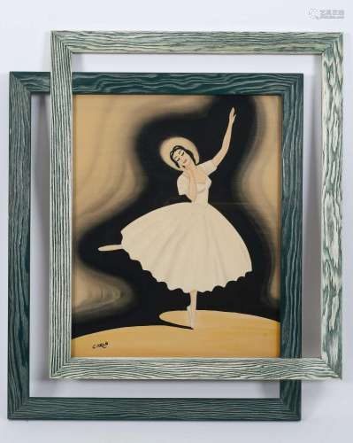 1960s Carlo of Hollywood Ballerina Painting