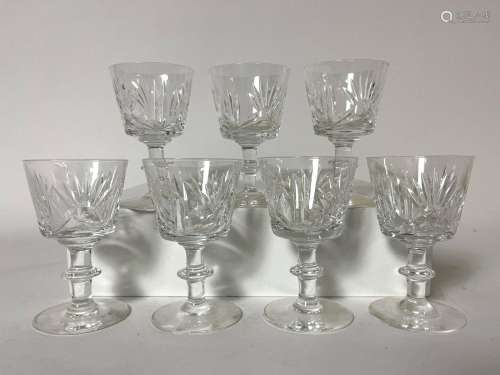 Set of 7 Cut Crystal Liqueur Wine Glasses