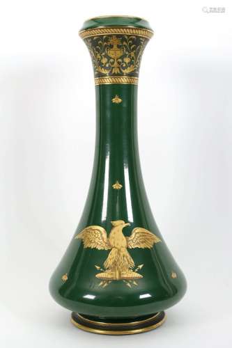 Antique Napoleon III Green Gilt Large Vase