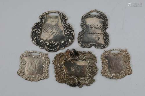 Lot Of Antique Sterling Silver Luggage Tags