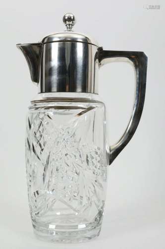 German Antique Crystal Silver Claret Water Jug