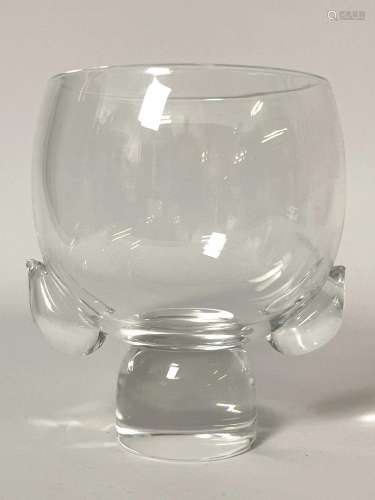 Steuben Art Glass Crystal Ball Dove Vase Signed