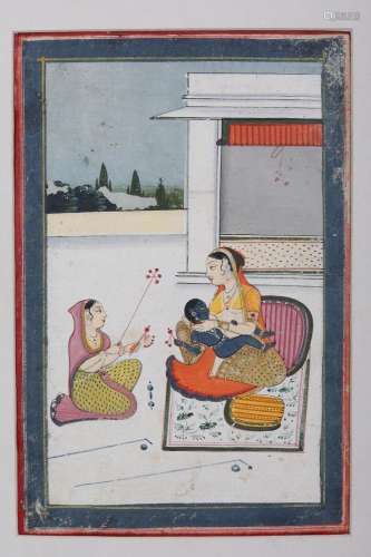 Antique Indian Baby Krishna Jaipur Painting