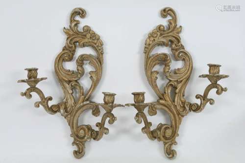Pair of Louis XV Style Cast Bronze Sconces