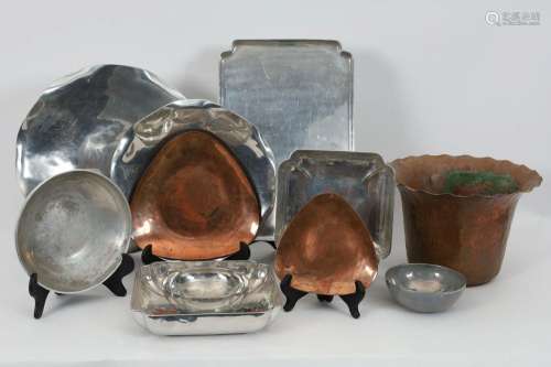 Large Lot Iron Cat Pewter and Copper Trays