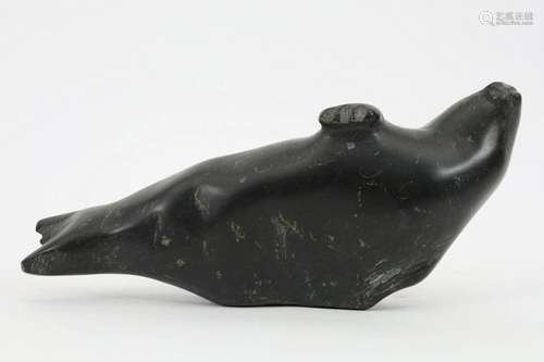 Inuit Carved Soapstone Seal Signed B. Saumik