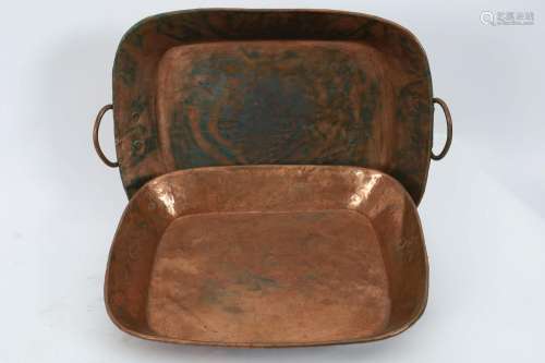 Antique Arts and Crafts Hand Hammered Copper Trays