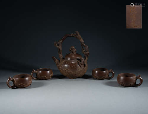 QING DYNASTY - FIVE DYNASTIES MARQUIS GRANTED PURPLE CLAY PO...
