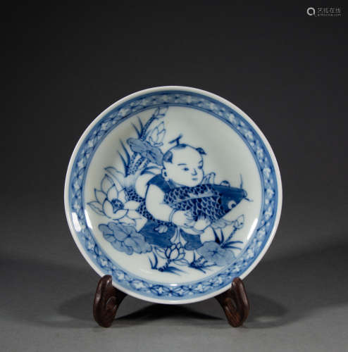 QING DYNASTY - BLUE AND WHITE PLATE