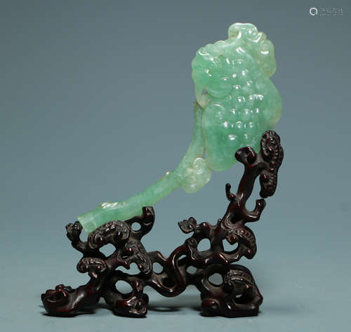 QING DYNASTY - JADE BAT PATTERN RUYI ORNAMENT