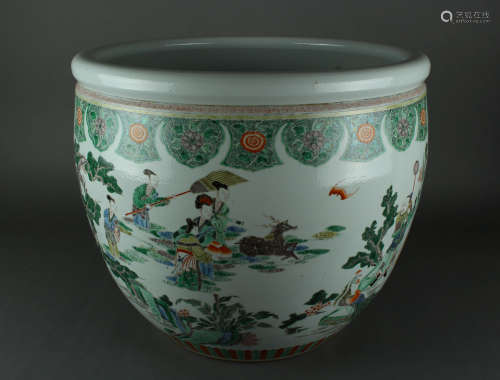 QING DYNASTY - PASTEL FIGURE PAINTING CYLINDER
