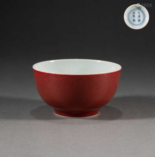 QING DYNASTY - RED GLAZED TEA BOWL