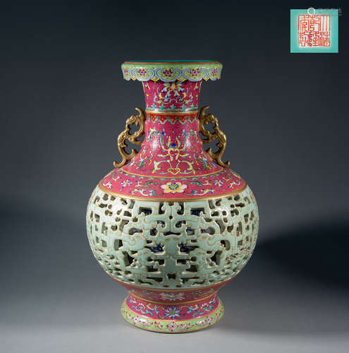 QING DYNASTY - ENAMEL HOLLOW VASE