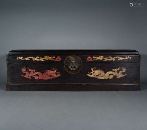 QING DYNASTY - RED SANDALWOOD INLAID MOTHER OF PEARL DRAGON ...