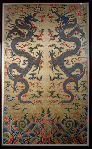 QING DYNASTY - DOUBLE DRAGON BROCADE