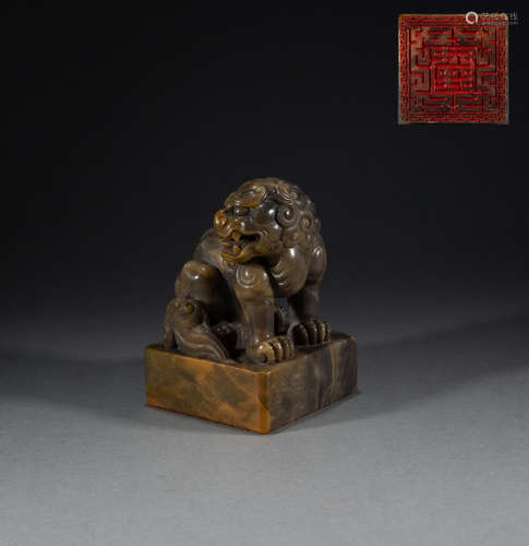 QING DYNASTY - SHOUSHAN STONE LION BUTTON SEAL