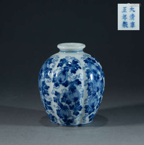 QING DYNASTY - BLUE AND WHITE MELON RIDGE