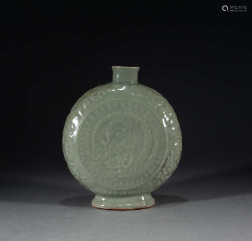 QING DYNASTY - CELADON MOON VASE