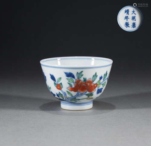 MING DYNASTY - COLORFUL FLOWER GOD CUP