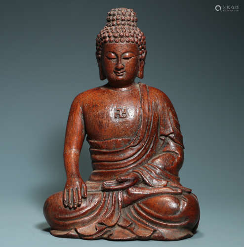 QING DYNASTY - BAMBOO BUDDHA STATUE OF SAKYAMUNI
