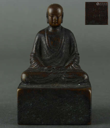 QING DYNASTY - BRONZE BUDDHA BUTTON SEAL