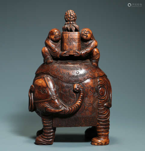 QING DYNASTY - BAMBOO CARVED HU RENXUN STATUE AS A TREASURE ...