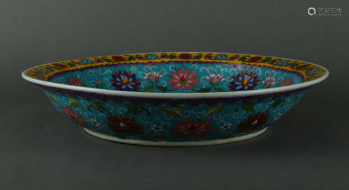 QING DYNASTY - PASTEL FLOWER PLATE