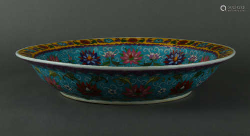 QING DYNASTY - PASTEL FLOWER PLATE