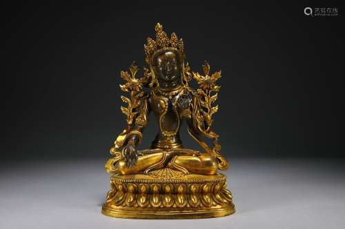 Old Tibetan gilt bronze statue of Tara