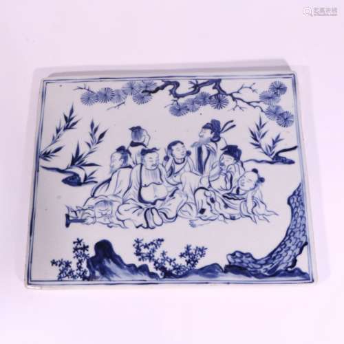 Blue and White Bamboo Forest Seven Sages Porcelain Plate