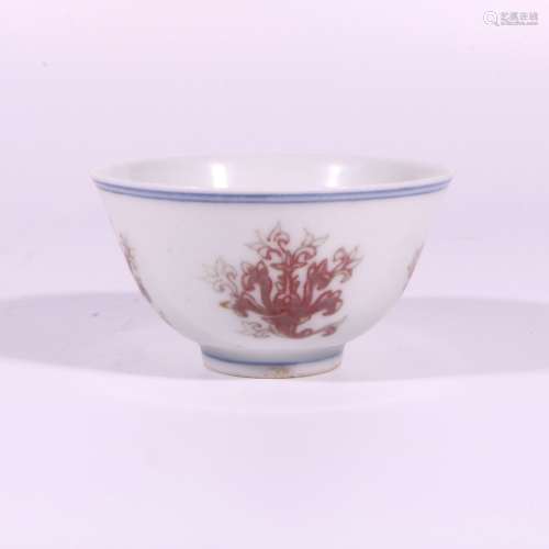 Blue and white glazed red tea bowl
