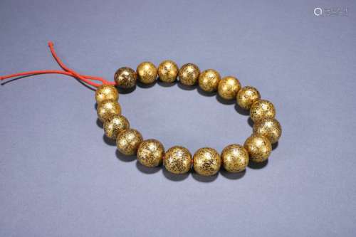 Old Tibetan Agarwood Sealing Gold Bracelet