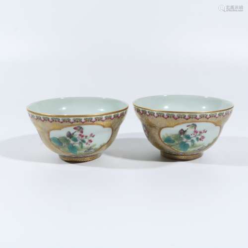 Floral Window Folding Bowl in Pastel Painted Gold