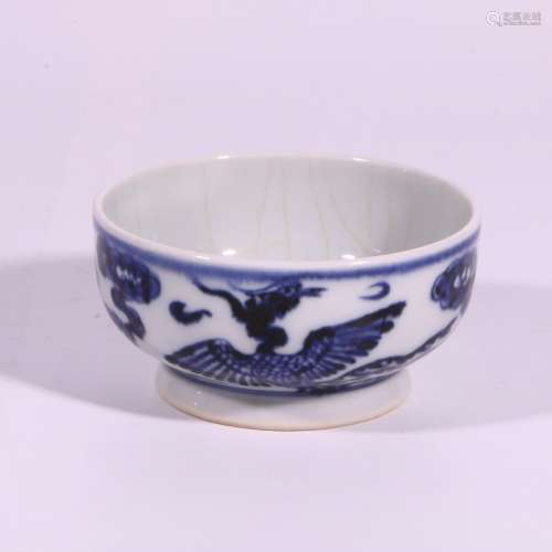 Blue and white phoenix bowl