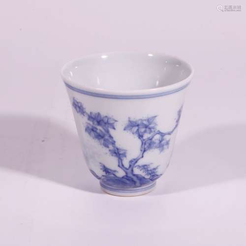 Blue and white leaking color bell cup