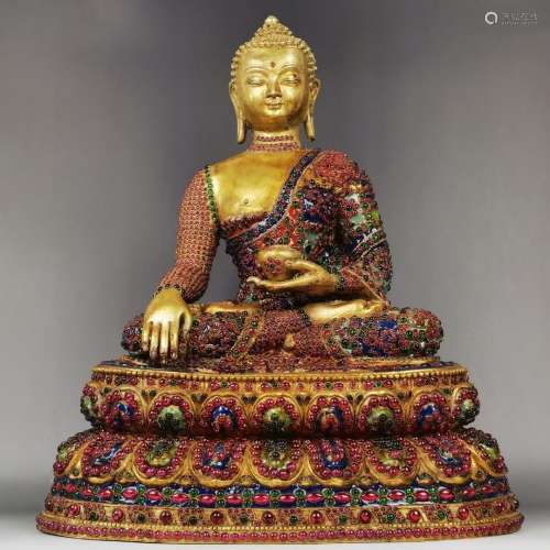Gilt Buddha with Gemstones