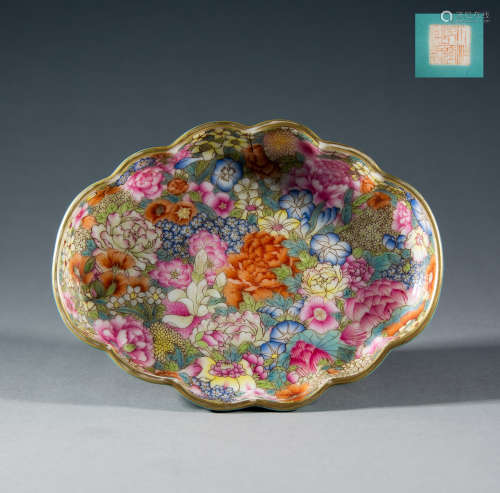 QING DYNASTY - PINK TEA PLATE WITH TEN THOUSAND FLOWERS AND ...