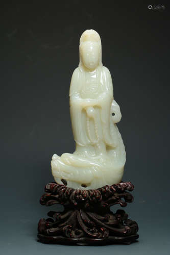 QING DYNASTY - WHITE JADE FISH AND DRAGON TEMPLE