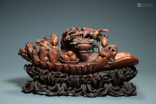 QING DYNASTY - BAMBOO CARVING MAGU'S BIRTHDAY ORNAMENTS