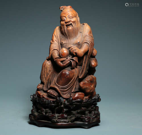 QING DYNASTY - BAMBOO CARVING DONGFANG SHUO CHARACTER ORNAME...
