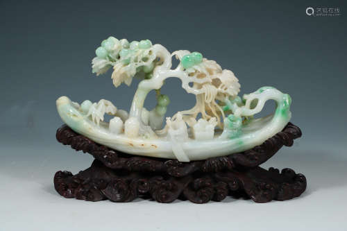 QING DYNASTY - JADE FAIRY CARVING DECORATION