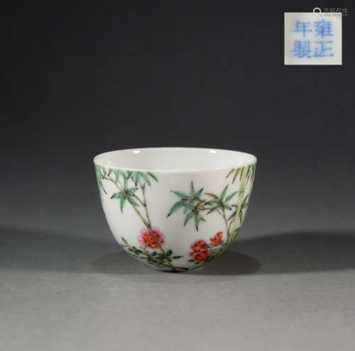 QING DYNASTY - POWDER ENAMEL FLOWER CUP