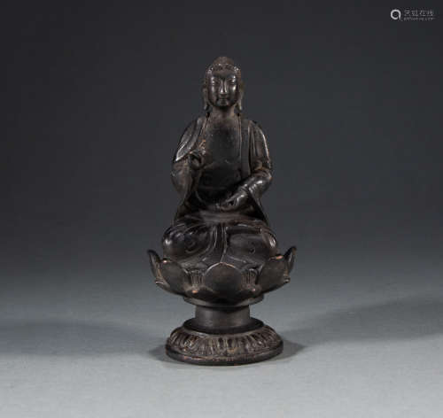 ANCIENT CHINA - BRONZE BUDDHA SEATING STATUE