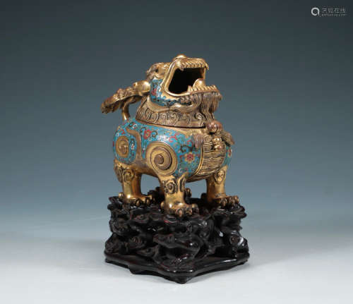 QING DYNASTY - COPPER BODY FILIGREE ENAMEL LUDUAN FRAGRANCE