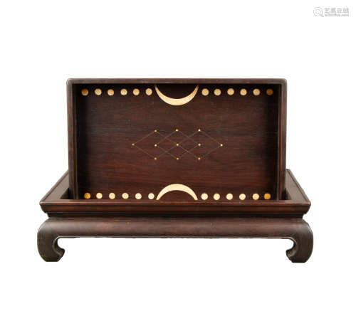QING DYNASTY - RED SANDALWOOD CHESS TABLE