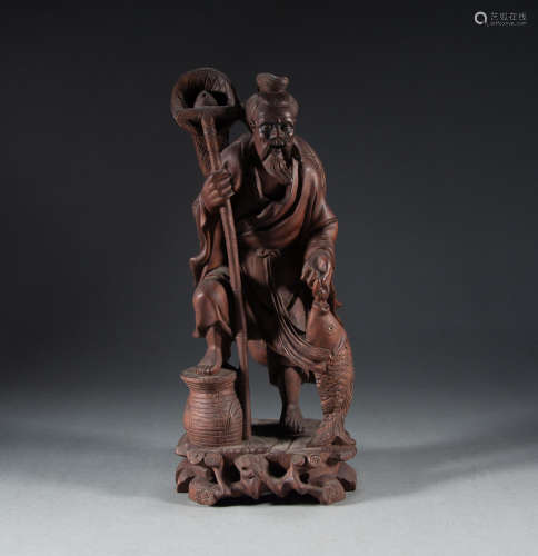 QING DYNASTY - BAMBOO CARVED FISHERMAN ORNAMENTS