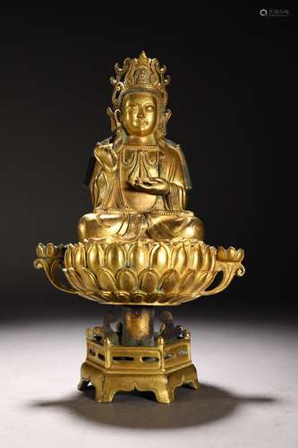 Gilt bronze statue of Guanyin