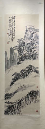 Wu Changshuo's landscape painting scroll