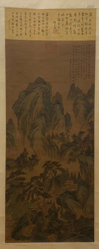 Wang Shimin's landscape painting scroll